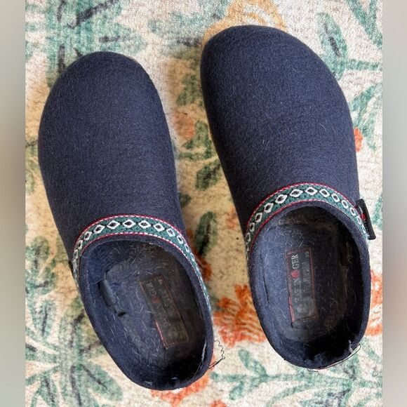Haflinger Clogs Womens EU 39 US 9 Navy Wool GZ Classic Grizzly Slides - Picture 1 of 8